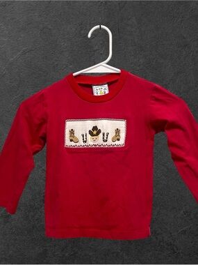 Three Sisters Western Embroidered Fall 2016 Girls Red Long Sleeve T-Shirt // 3T